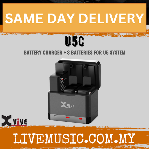 Xvive U5C battery charger case with three slots and red status LEDs, black