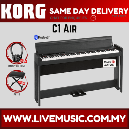 Korg C1 Air Digital Piano with Keyboard Bench and Adaptor - Black ( C1AIR / C1-AIR )
