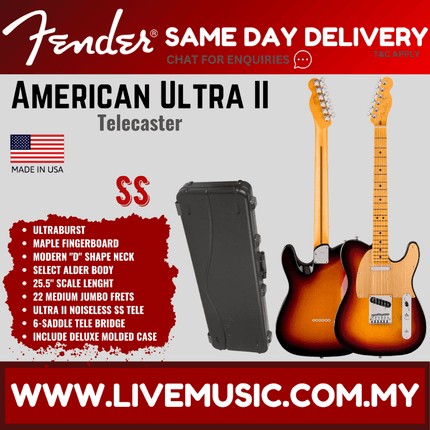 Fender American Ultra II Telecaster Electric Guitar, Maple FB, Ultraburst