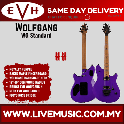 EVH Wolfgang WG Standard Electric Guitar, Baked Maple FB, Royalty Purple