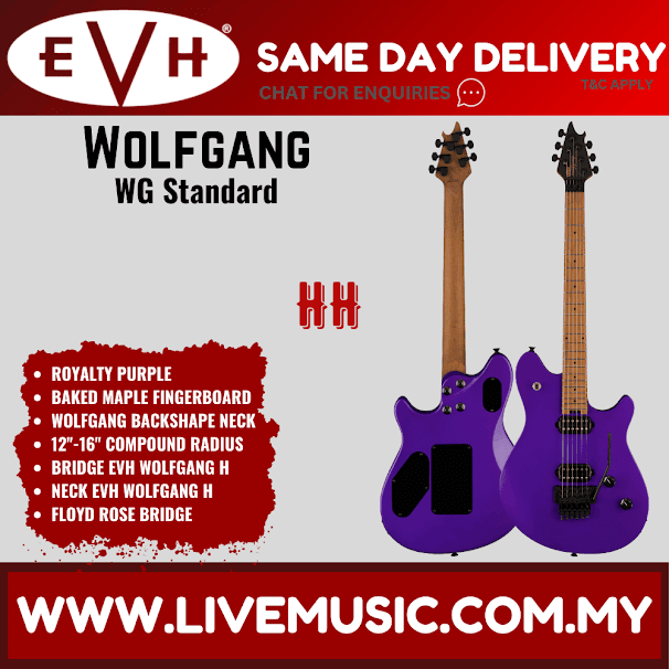 EVH Wolfgang WG Standard Electric Guitar, Baked Maple FB, Royalty Purple