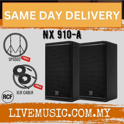 RCF NX 910-A Two-Way 10" 2100W Powered PA Speaker With Speaker Stand And Cable - Each / Pair ( NX910A / NX 910 A )