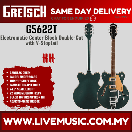 Gretsch G5622T Electromatic Center Block Double-Cut Electric Guitar w/Bigsby - Cadillac Green