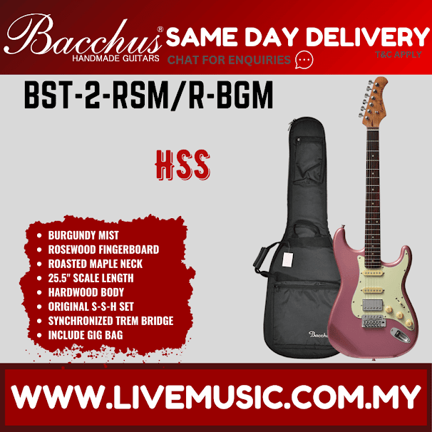 Bacchus BST-2-RSM/R Electric Guitar, Rosewood Fretboard - Burgundy Mist (BST2RSM/BST-2-RSM/BST2)