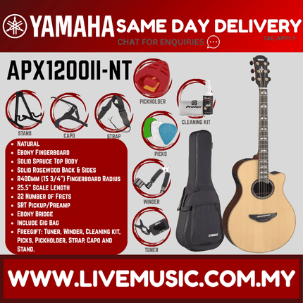 Yamaha APX1200II 41 Solid Spruce Top Acoustic-Electric Guitar - Natural ( APX-1200II / APX1200II-NT ) (Copy)