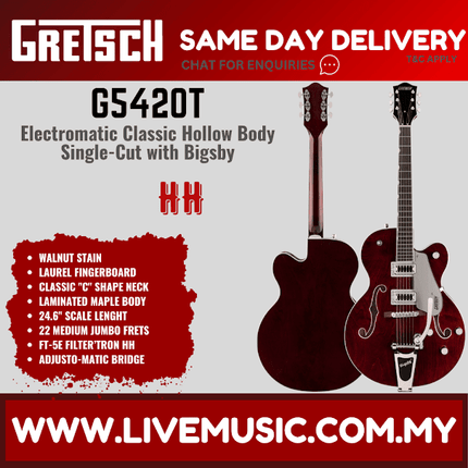 Gretsch G5420T Electromatic Classic Hollow Body Single-Cut Bigsby Electric Guitar - Walnut Stain ( G-5420T G 5420T )