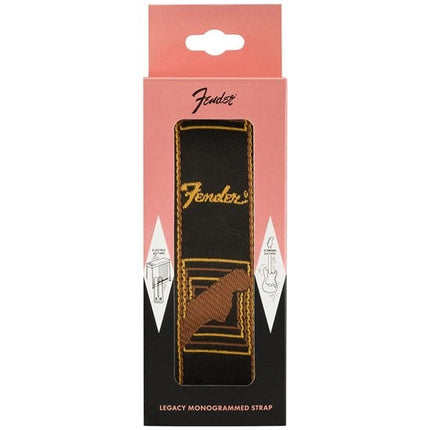Fender Legacy Monogram Guitar Strap, Black/Yellow/Brown