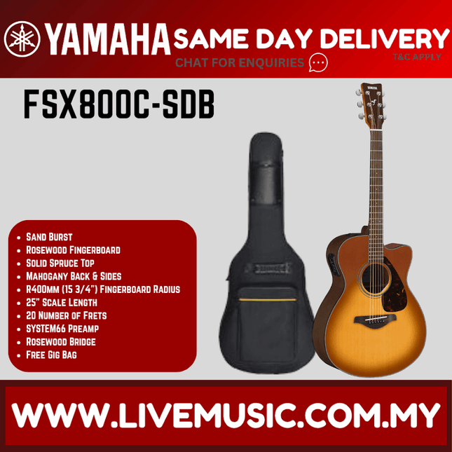 Yamaha FSX800C Concert Cutaway Acoustic-Electric Guitar - Sand Burst ( FSX-800C / FSX 800C)