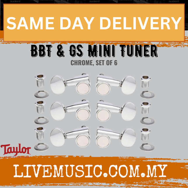 Taylor BBT & GS Mini Tuner, Chrome, Set of 6