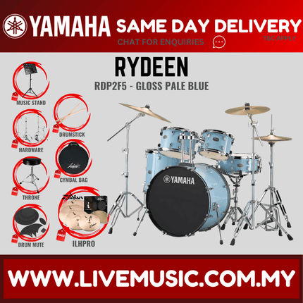 Yamaha Rydeen 5-piece RDP2F5 Acoustic Drum Set with Zildjian ILHPRO Cymbal Set, Drum Mute, Drumsticks and Drum Stool ( RDP2F5 )