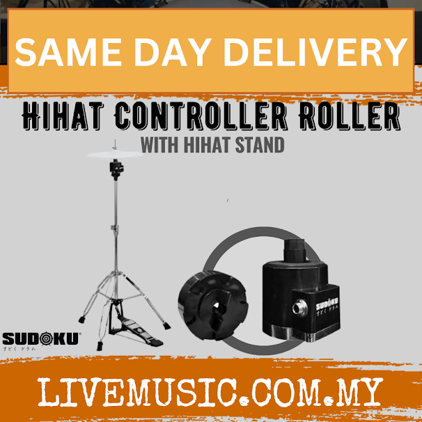 Sudoku Hihat Controller Roller with Drum Hihat Stand- Black/Chrome