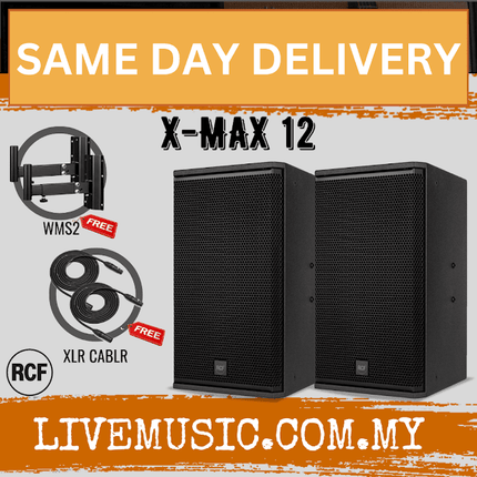 Rcf X-MAX 12 High Power Two-way Speaker With Speaker Stand And Cable - Each / Pair ( XMAX12 / X MAX 12 )