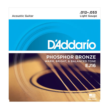 D'Addario EJ16 - Phosphor Bronze Acoustic Strings, Light (12-53)(DAddario)