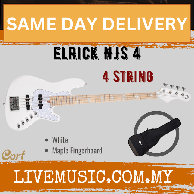 Cort NJS-4 Electric Bass W/Padded Bag - White ( NJS 4 / NJS-4 )