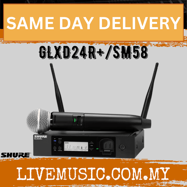 Shure GLXD24R+/SM58 Digital Wireless Rack System with SM58 Capsule ( GLXD24R+ / SM58 )