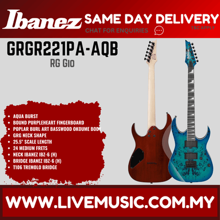 Ibanez Gio GRGR221PA Electric Guitar - Aqua Burst (GRGR221PA-AQB)