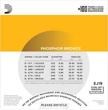 D'Addario EJ19 - Phosphor Bronze Light Top/Medium Bottom Acoustic Guitar String (12-56)(DAddario)