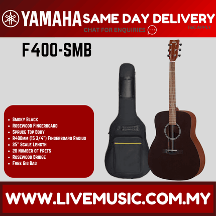 Yamaha F400 Acoustic Guitar - Smoky Black (F-400 F 400)