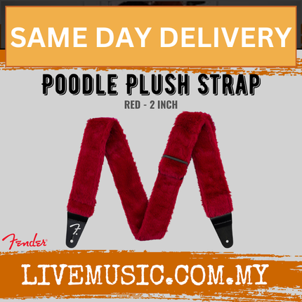 Fender Poodle Plush Guitar Strap, Red