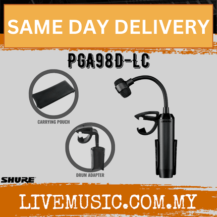 Shure PGA98D Gooseneck Cardioid Condenser Drum Microphone ( PGA98D XLR / PGA98D-LC / PGA-98D )