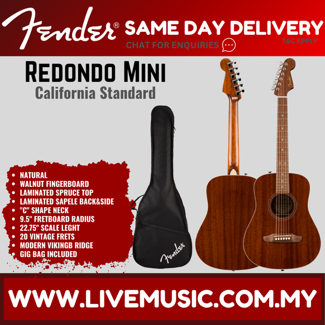 Mini acoustic guitar with gig bag, natural wood body and black padded bag