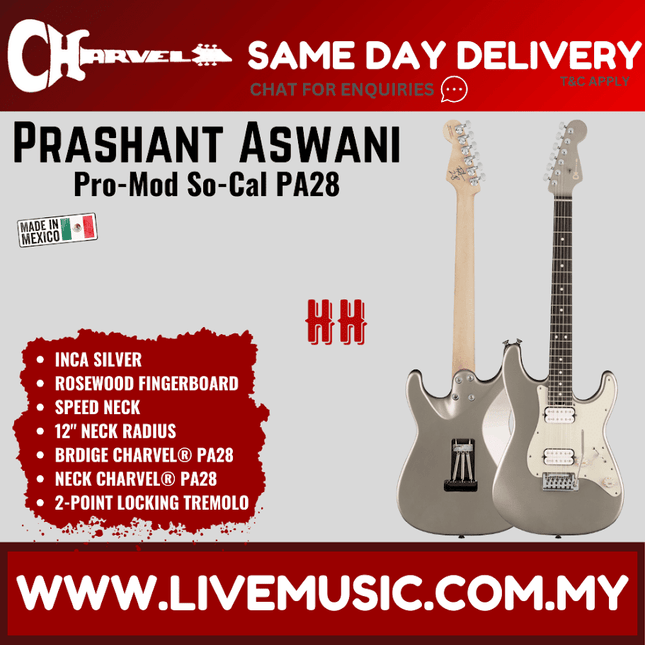 Charvel Prashant Aswani Signature Pro-Mod So-Cal PA28 Electric Guitar, Inca Silver