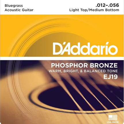 D'Addario EJ19 - Phosphor Bronze Light Top/Medium Bottom Acoustic Guitar String (12-56)(DAddario)