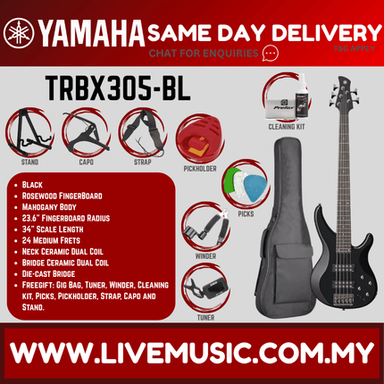 Yamaha TRBX305 5-string Electric Bass Guitar Package - ( TRBX 305 / TRBX-305 )