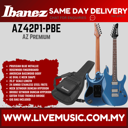 Ibanez AZ42P1-PBE Electric Guitar w/Case - Prussian Blue Metallic ( AZ42P1 PBE/ AZ42P1PBE )