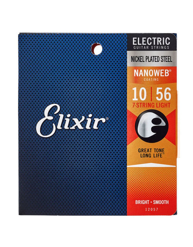 Elixir 12057 Nanoweb Coated Electric Guitar Strings 7 String, Light (10-56)