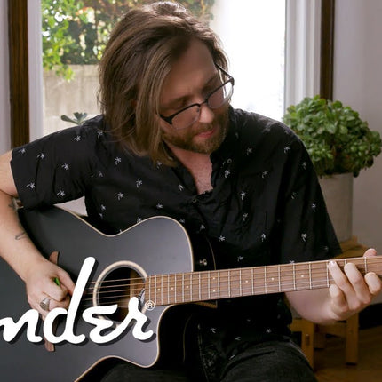 Fender California Newporter Special Medium-Sized Acoustic-Electric Guitar with Bag - Matte Black