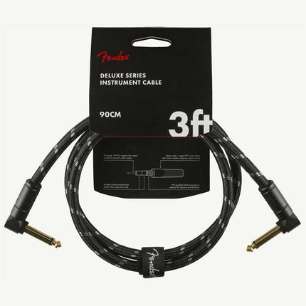Fender Deluxe Series Angled Instrument Cable, 3ft - Black Tweed