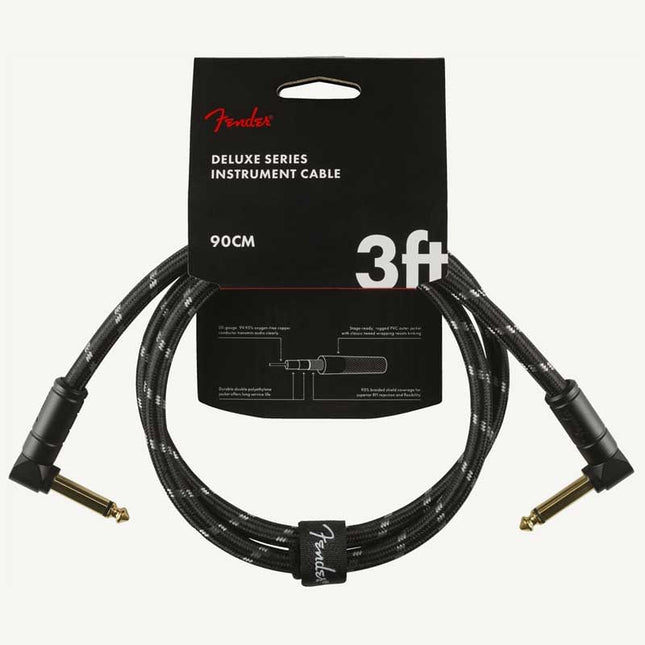Fender Deluxe Series Angled Instrument Cable, 3ft - Black Tweed