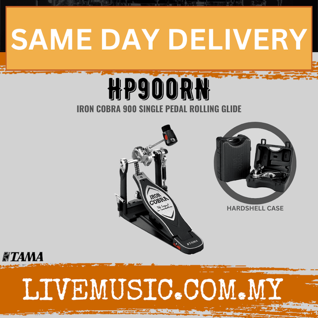 Iron Cobra 900 single bass drum pedal with hard-shell case, rolling glide design