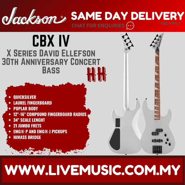 Jackson X Series Signature David Ellefson 30th Anniversary Concert Bass CBX IV Guitar, Quicksilver