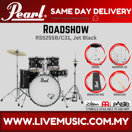 Pearl Roadshow RS525SB/C Drum Set with Hardware, Drum Throne, Drumsticks Without Cymbal Set ( NO CYMBAL )