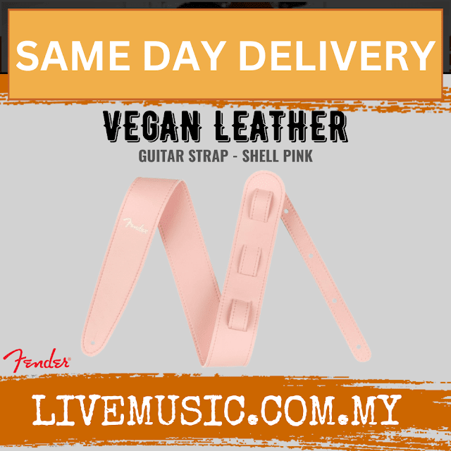 Fender Vegan Leather Guitar Strap, Shell Pink