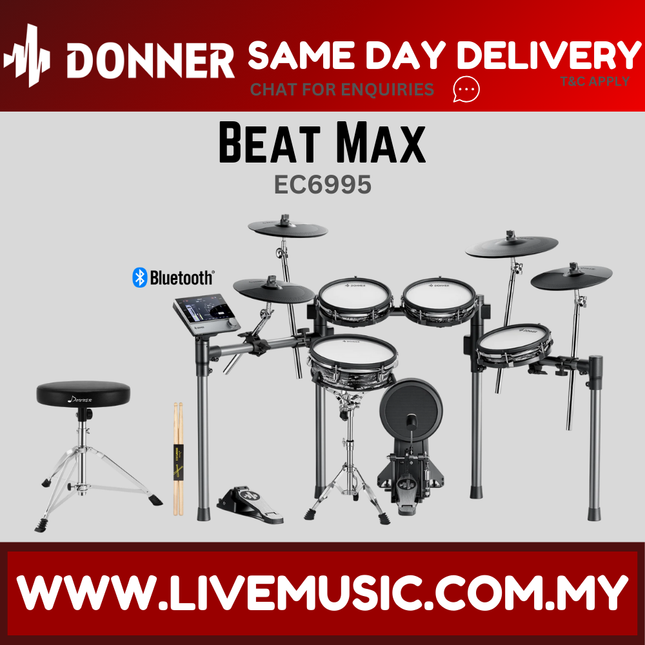 Donner EC6995 Beatmax Electronic Drum Set with Bench & Drumstick