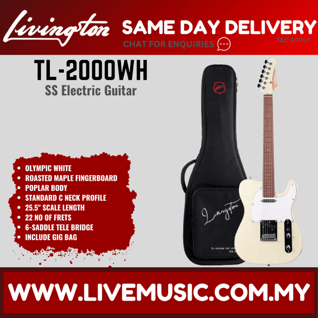 Livingston TL-2000 Telecaster SS Electric Guitar, Roasted Maple Fretboard - ( TL2000 TL 2000 )