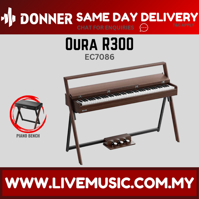 Donner EC7086 Oura R300 88 Keys Digital Piano, Brown ( EC-7086 EC 7086 )
