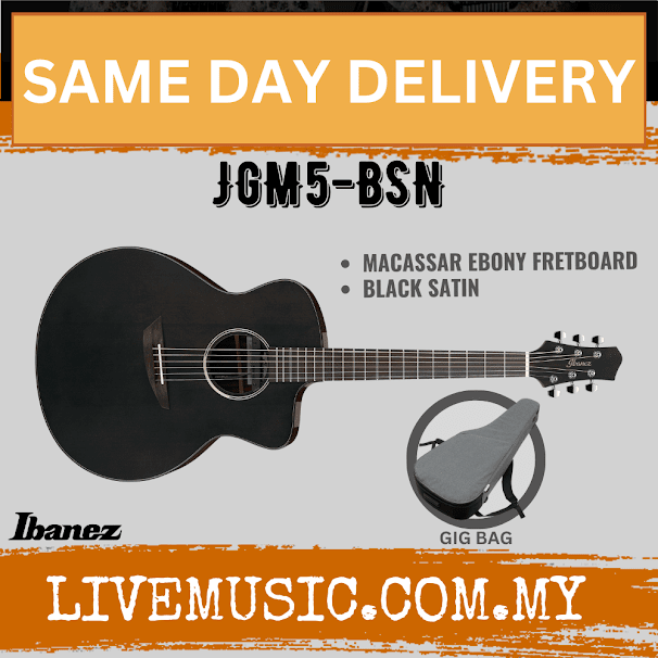 Ibanez JGM5-BSN Jon Gomm Signature Acoustic Guitar - Black Satin Top ( JGM5 BSN / JGM5BSN )