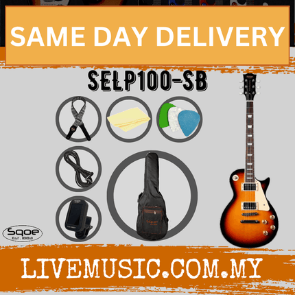 SQOE SELP100 Les Paul Body HH Electric Guitar Rosewood Fretboard - Sunburst (SELP-100/SELP 100)