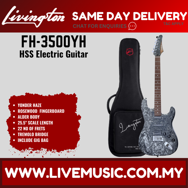HSS electric guitar in Yonder Haze with rosewood fretboard, in black gig bag