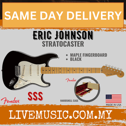 Fender Artist Eric Johnson SSS Stratocaster Guitar, Maple Fretboard with Deluxe Hardshell Case - Black