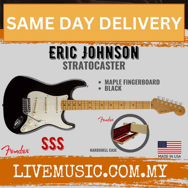 Fender Artist Eric Johnson SSS Stratocaster Guitar, Maple Fretboard with Deluxe Hardshell Case - Black