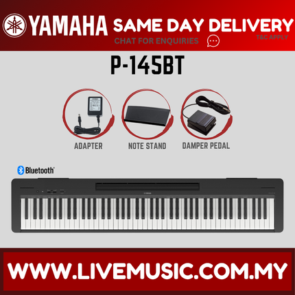 Yamaha P-145BT 88-Key Digital Piano w/Keyboard Bench, Headphone And Adapter - ( P145 P145BT P45 P-45 ) Replace P-145