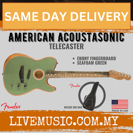 Fender American Acoustasonic Telecaster Guitar Ebony Fretboard with Bag - Seafoam Green