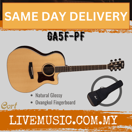 Cort GA5F-PF - Acoustic Guitar with Gig Bag, Natural Glossy (GA5F PF/GA5FPF)