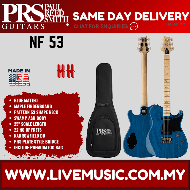 PRS NF53 Electric Guitar, Blue Matteo / Black Doghair / McCarty Tobacco Sunburst