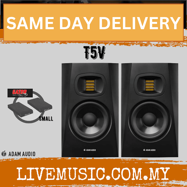 Adam Audio T5V - 5 inch Nearfield Monitor Speaker with Speaker Stand And Gator Isolation Pads - Pair